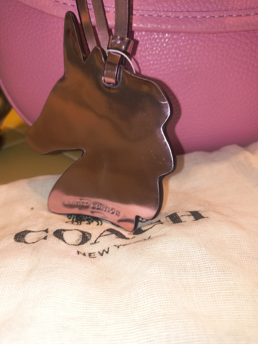 Coach Pink Unicorn Luggage Tag 2017 Limited Edition NWT